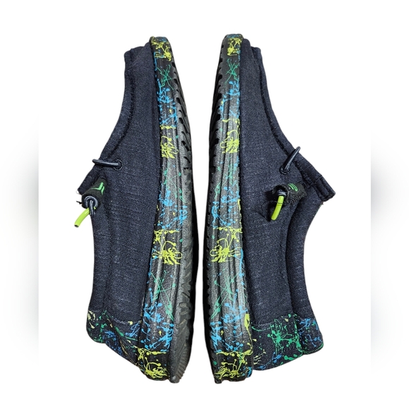 Hey Dude Wally Size 7 Shoes Blue Green Paint Splatter Gecko Slip On Loafer - UNI - Picture 5 of 6